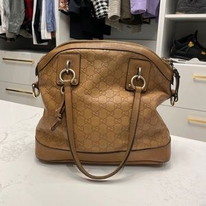 Gucci Purse, Authentic Brown Leather with Top Handle